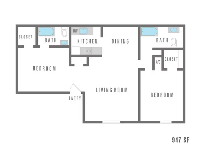 2 Bedroom 2 Bath 4700 Stringfellow 15-1507 floor plan